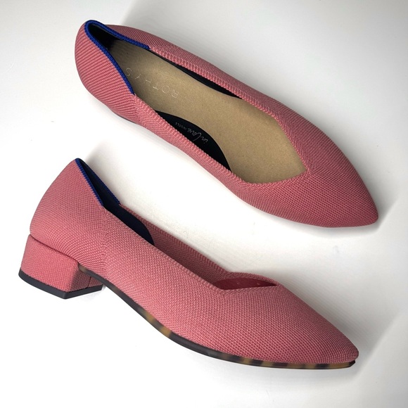 Rothy’s Women’s The High Point Tulip Pink Knit Block Heel Washable Size- 8.5 - Picture 8 of 12